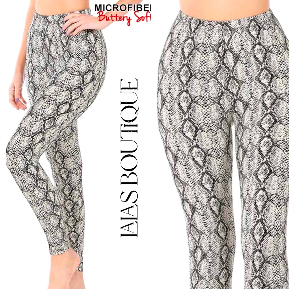 Brushed Microfiber Snake Skin Leggings